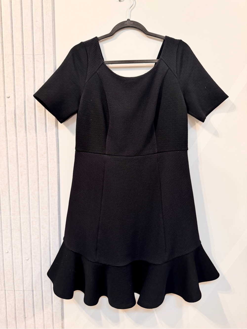 Anthropologie Black Textured Fit-and-Flare Dress
